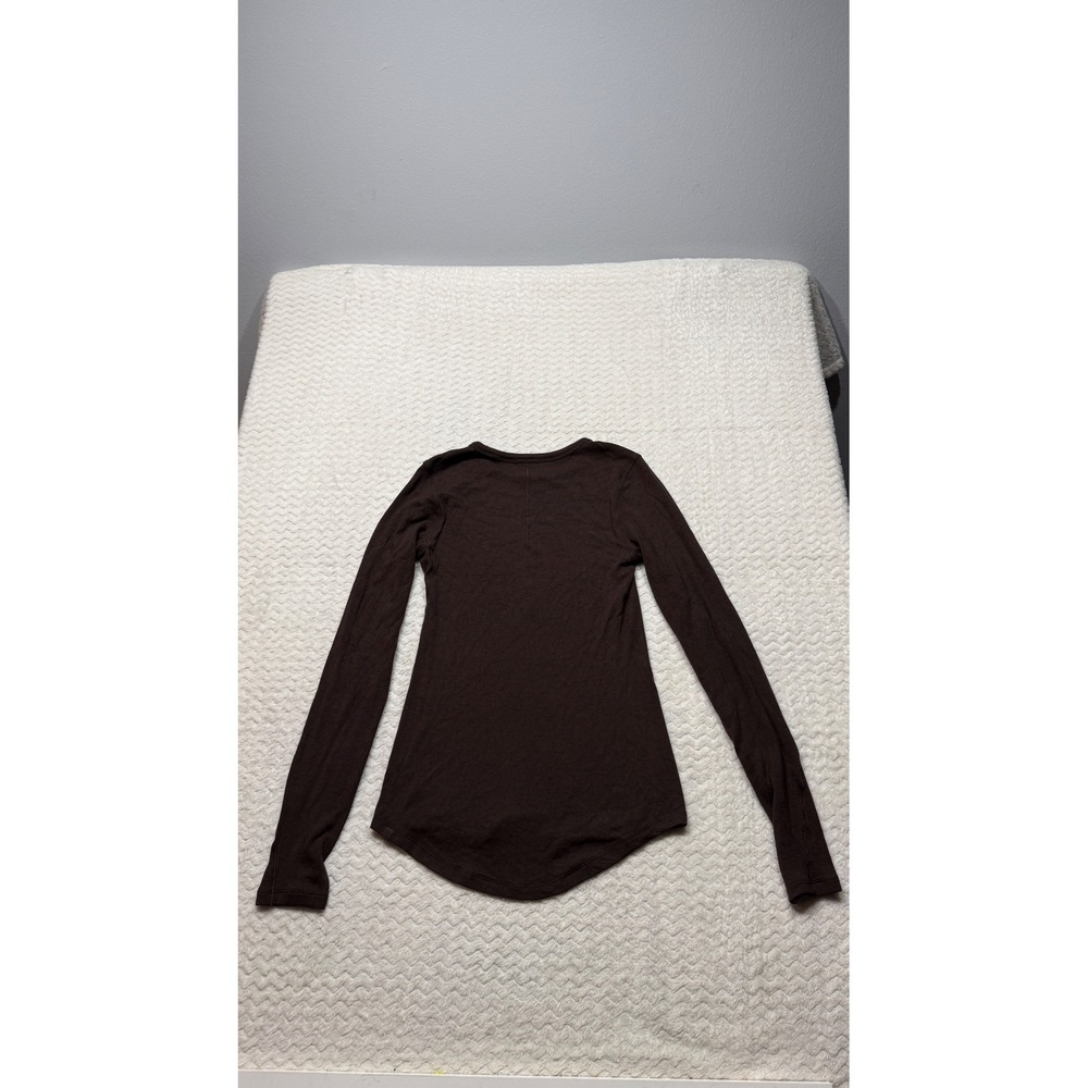 Lululemon Ribbed Long Sleeve Top Espresso Brown Curved Hem Activewear 4965